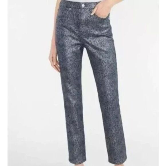 Express Slim Super High Rise Metallic Coated Jeans Size 4 $80 - Picture 4 of 5